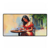 Elegant Café Scene Desk Mat - Stylish Office Accessory