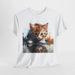 Cute Cat Unisex Heavy Cotton Tee, Cat Lover Gift, Animal Tee, Cozy Wear, Everyday Fashion, Fun Gift Idea