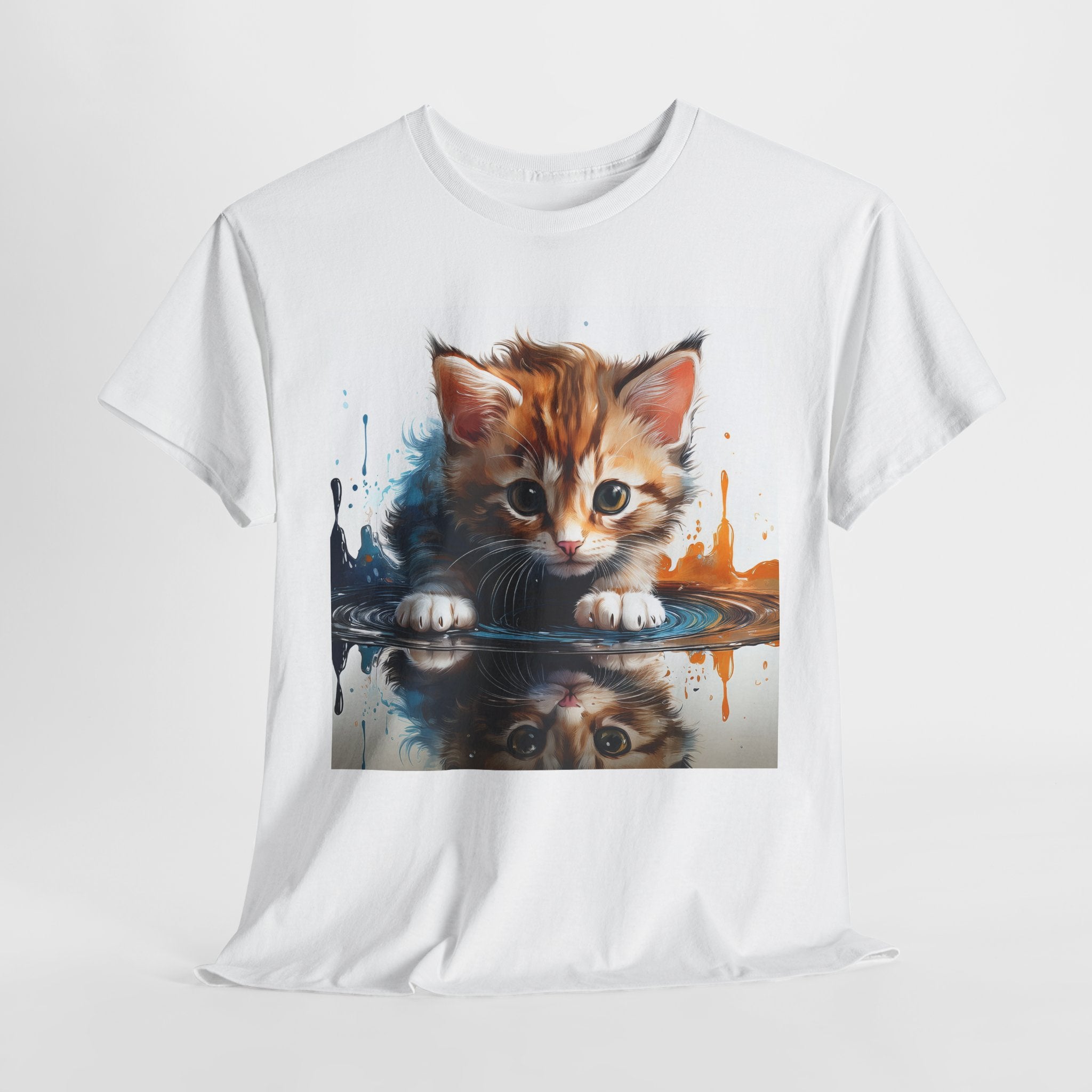 Cute Cat Unisex Heavy Cotton Tee, Cat Lover Gift, Animal Tee, Cozy Wear, Everyday Fashion, Fun Gift Idea