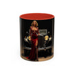Vintage Glamour Coffee Mug - 11oz against a colorful backdrop highlighting its vibrant design.