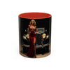 Vintage Glamour Coffee Mug - 11oz against a colorful backdrop highlighting its vibrant design.