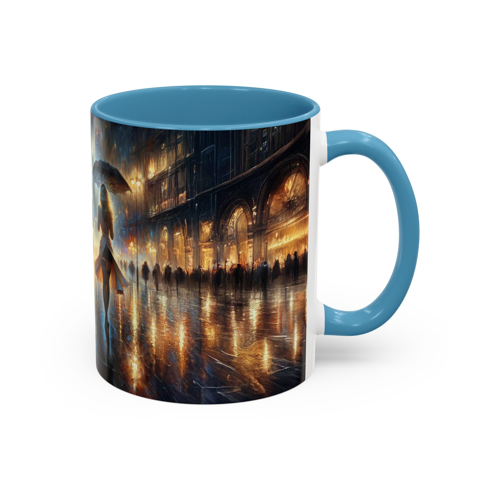 Elegant Nighttime Cityscape Coffee Mug revealing intricate details, a must-have for coffee lovers.