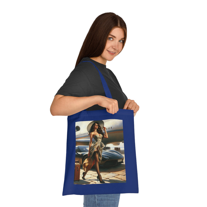 Chic Travel Cotton Tote Bag - Fashionable Design for Jetsetters
