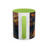 Vintage-Inspired Cityscape Accent Coffee Mug - 11oz & 15oz in a trendy cafe display.