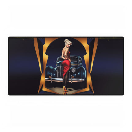Vintage-Inspired Desk Mat with Classic Car Design