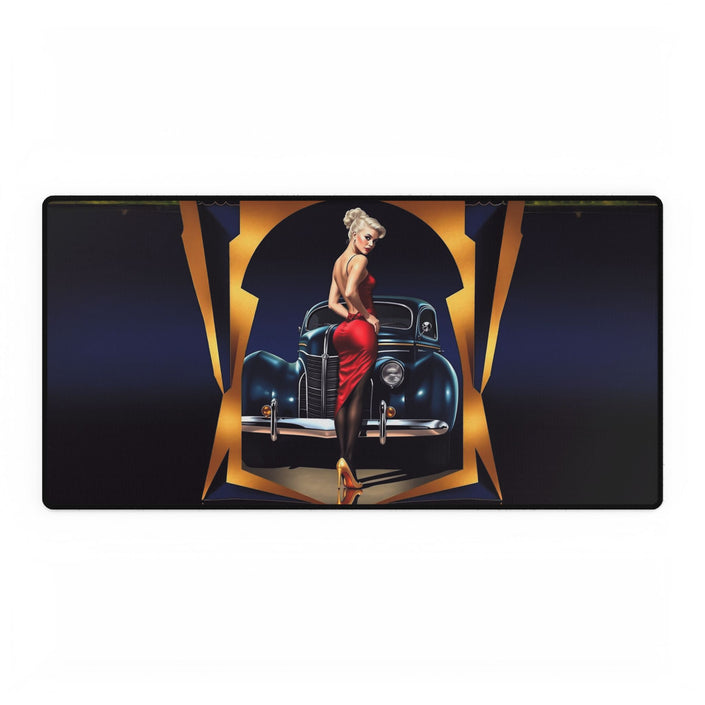 Vintage-Inspired Desk Mat with Classic Car Design