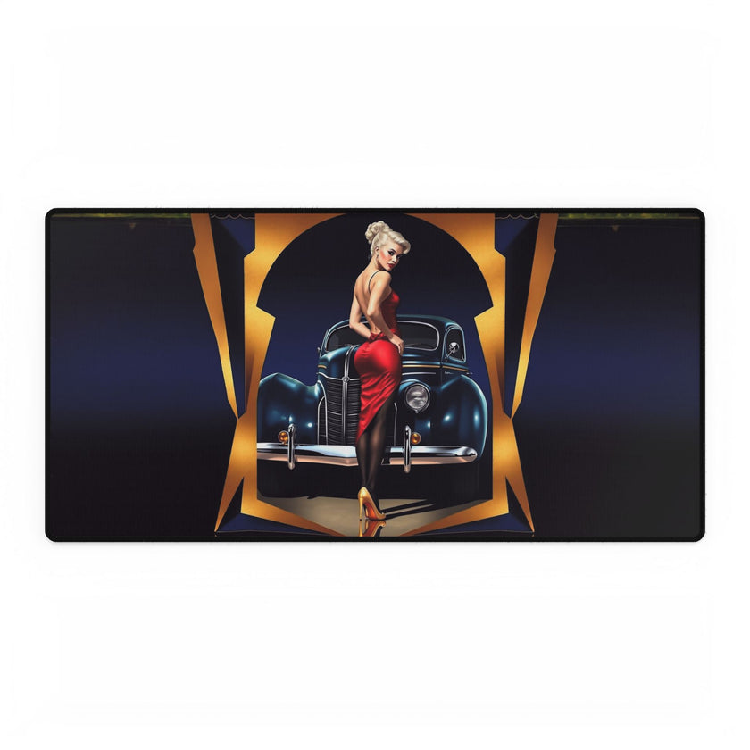 Vintage-Inspired Desk Mat with Classic Car Design