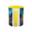 Glamorous Cityscape Coffee Mug in hands, perfect for sharing cheerful moments with friends.