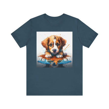 Adorable Puppy Art Tee, Cute Dog Lover's T-Shirt, Casual Gift for Animal Lovers, Gift for Him, Pet-Themed Apparel, Fun Birthday Gift