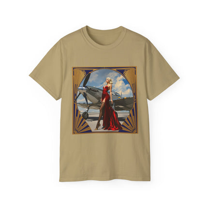 Vintage Glamour Aviation Tee, Retro Shirt, Unisex Graphic T-Shirt, Gift for Aviation Lovers, Art Deco Style Apparel