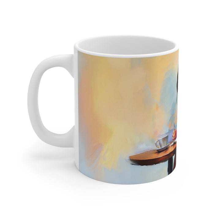 Glamour Woman In Red London Mug, Enthusiast Gift, Coffee Cup, Retro, Unique, Mug, Glamour, Retro, Woman, Dress, Red , London