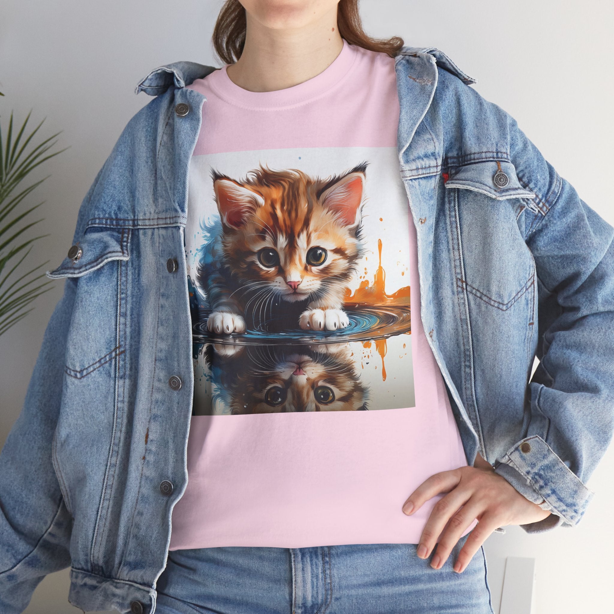 Cute Cat Unisex Heavy Cotton Tee, Cat Lover Gift, Animal Tee, Cozy Wear, Everyday Fashion, Fun Gift Idea