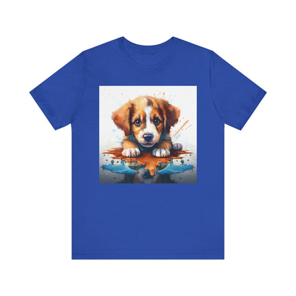Adorable Puppy Art Tee For Her, Cute Dog Lover's T-Shirt, Casual Gift for Animal Lovers, Gift for Her, Pet-Themed Apparel, Fun Birthday Gift