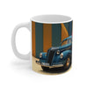 Vintage Glamour Blue Car London Mug, Enthusiast Gift, Coffee Cup, Retro, Unique, Mug, Glamour, Retro, Woman, Dress, Red