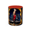 Group of Vintage Pin-Up Coffee Mugs - Classic Car Design in various sizes, 11oz and 15oz.