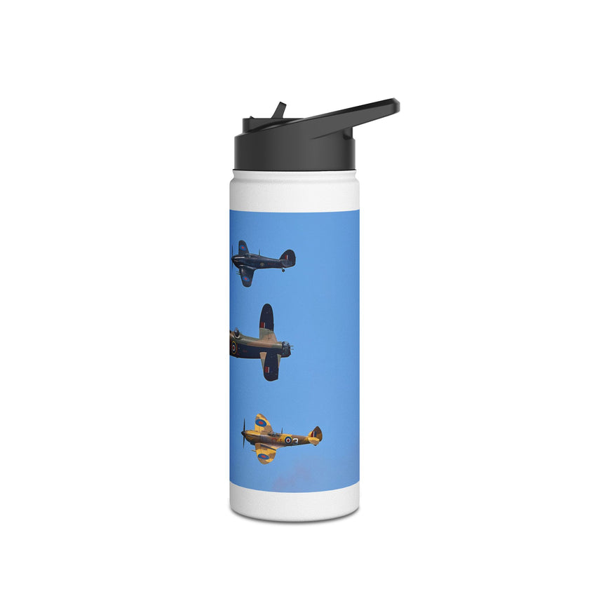 Battle of Britain Flight Stainless Steel Water Bottle, Jet Design, Gift for Pilot, Travel Hydration, Airforce Lover, Outdoor Adventures
