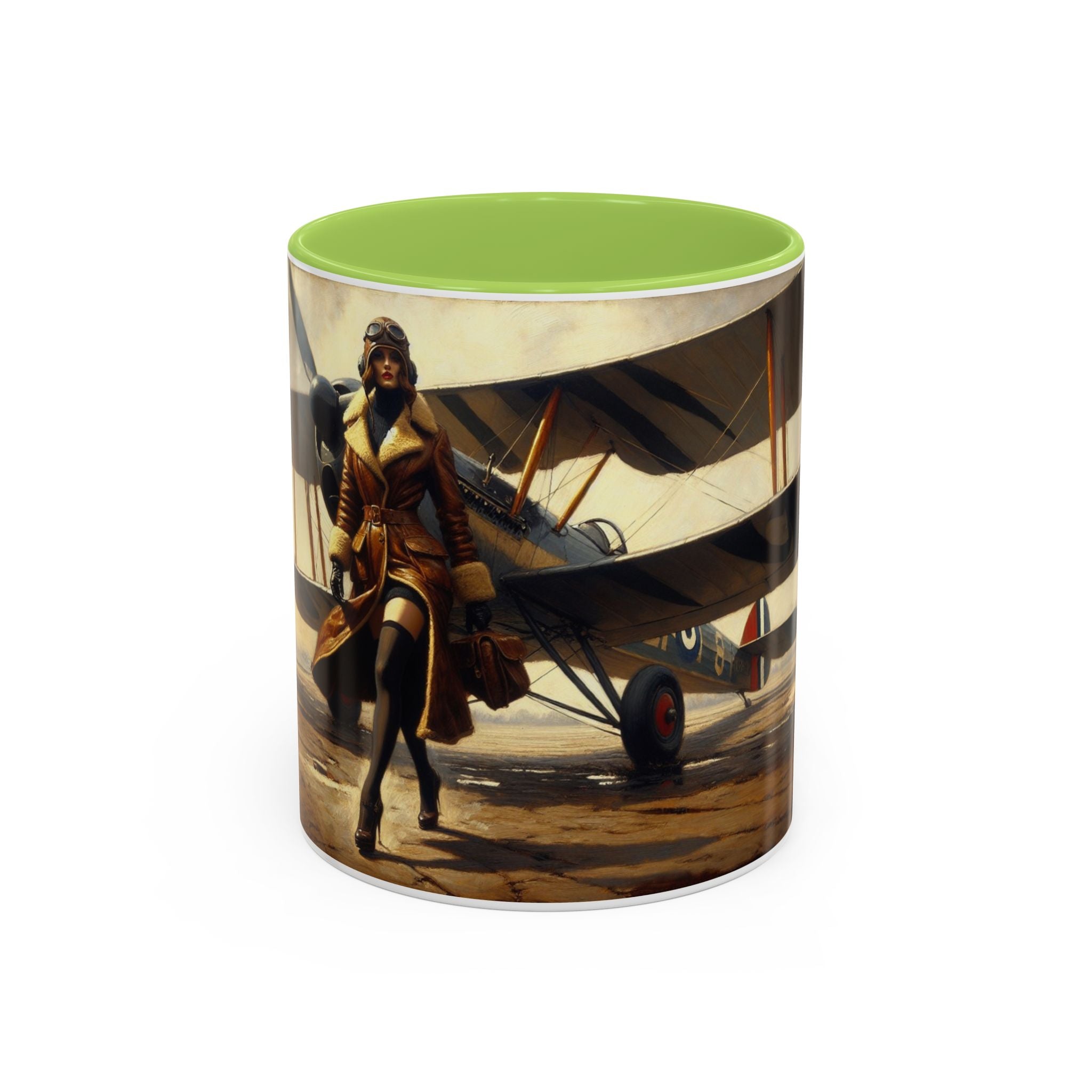 Vintage Aviator Accent Coffee Mug - 11oz, Vibrant Accent Coffee Mug