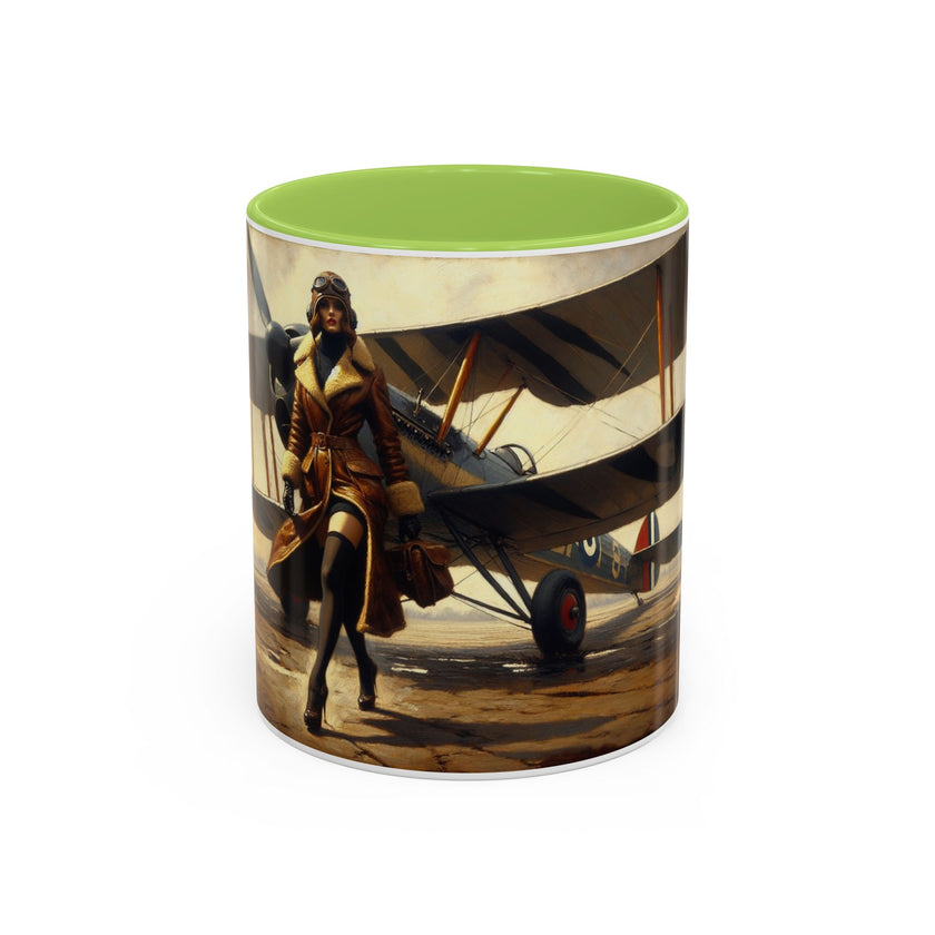 Vintage Aviator Accent Coffee Mug - 11oz, Vibrant Accent Coffee Mug