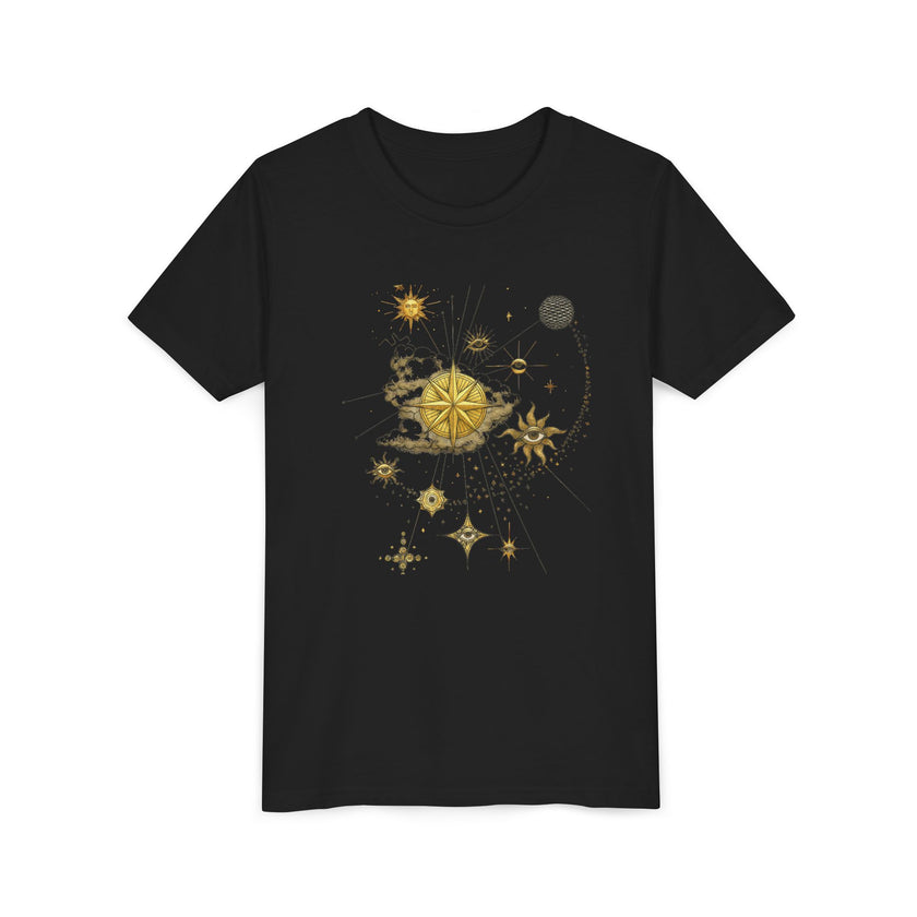 Celestial Compass Youth Tee - Astrology Inspired Short Sleeve Shirt