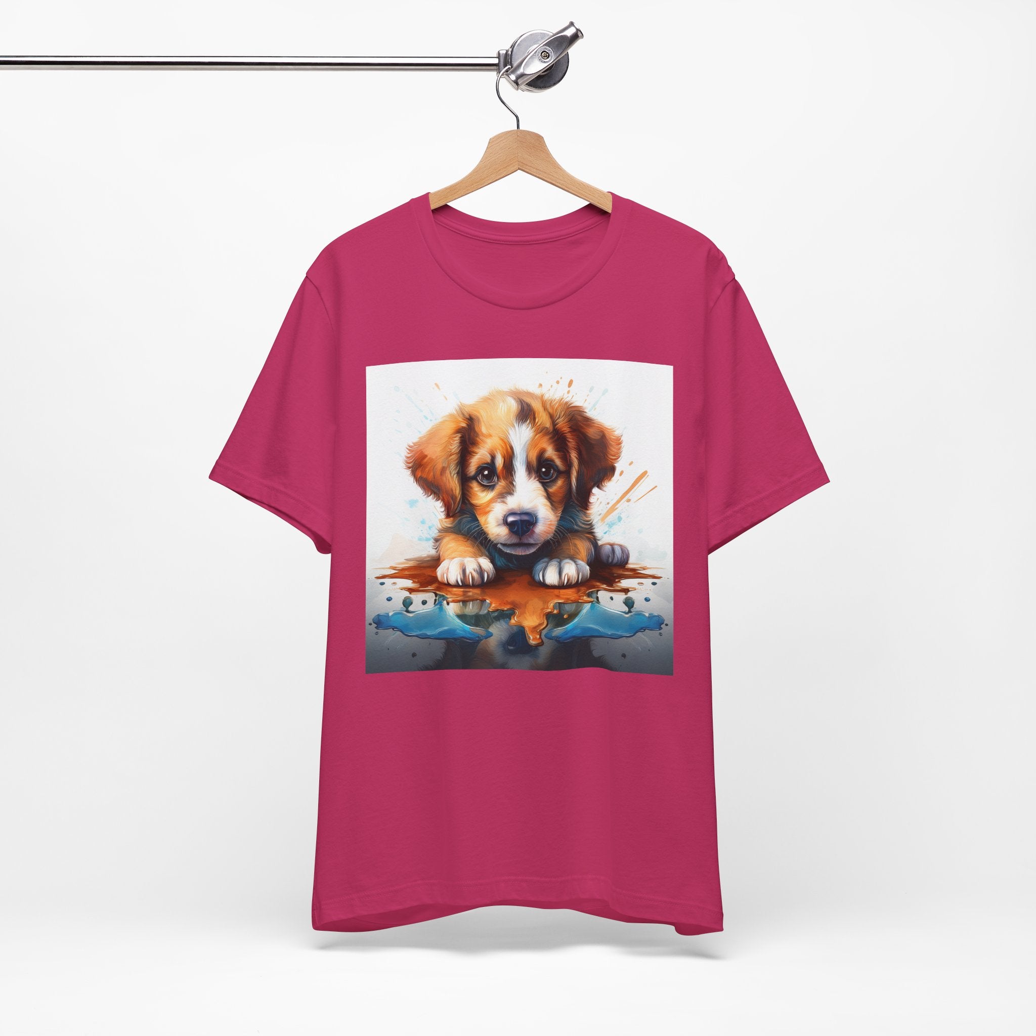 Adorable Puppy Art Tee For Her, Cute Dog Lover's T-Shirt, Casual Gift for Animal Lovers, Gift for Her, Pet-Themed Apparel, Fun Birthday Gift