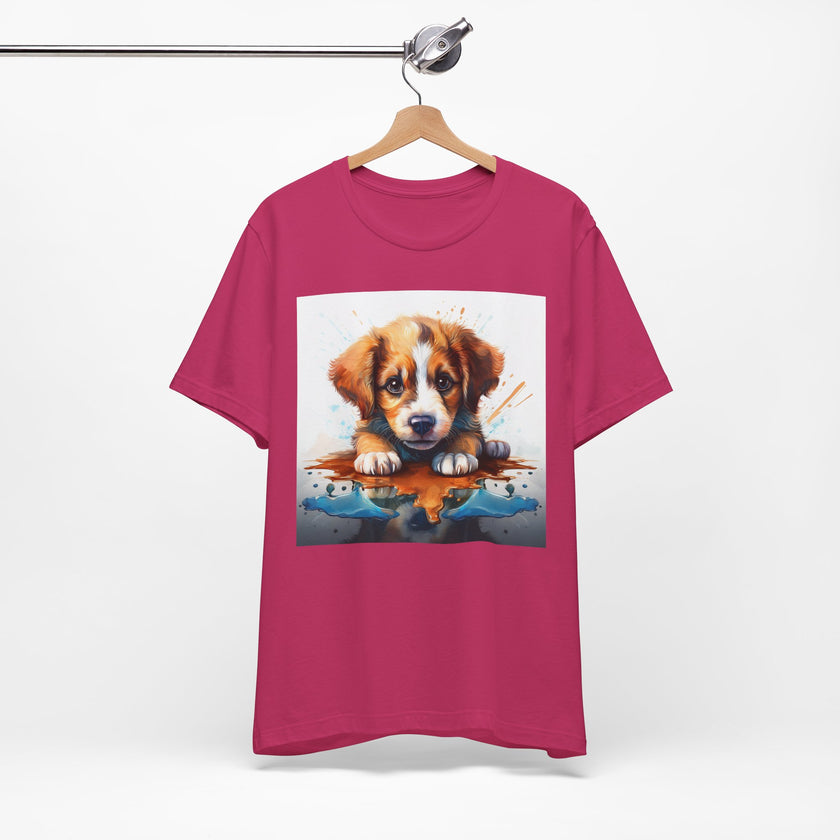 Adorable Puppy Art Tee For Her, Cute Dog Lover's T-Shirt, Casual Gift for Animal Lovers, Gift for Her, Pet-Themed Apparel, Fun Birthday Gift